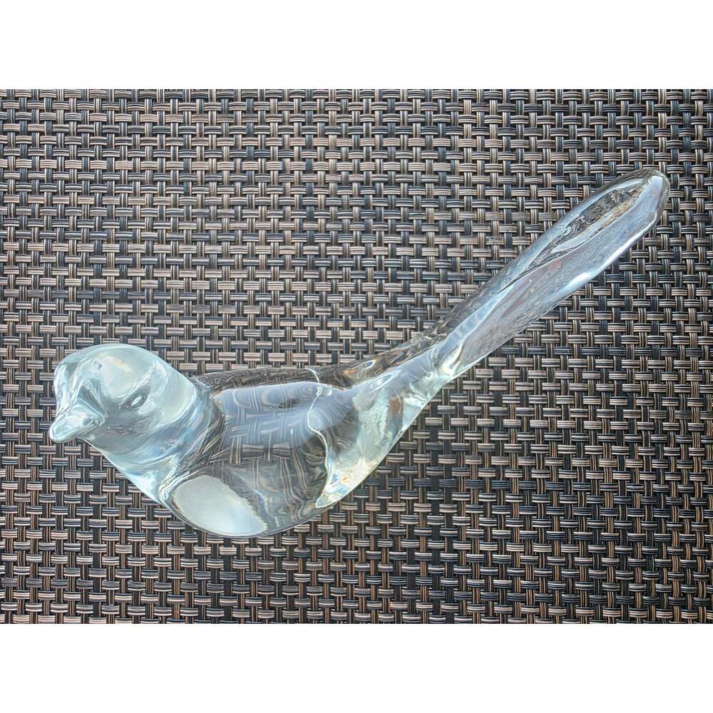 Vintage Fenton Glass Happiness Bird clear Figurine Long Tail No Chips..